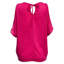 Charger l'image dans la galerie, Casual Round Collar Short Sleeve Off-the-shoulder Back Lace-up Hollow Out Loose T-shirt for Women