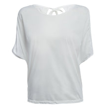 Charger l'image dans la galerie, Casual Round Collar Short Sleeve Off-the-shoulder Back Lace-up Hollow Out Loose T-shirt for Women