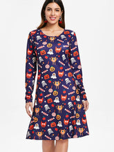 Charger l'image dans la galerie, Halloween Print Long Sleeve Dress