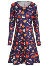 Charger l'image dans la galerie, Halloween Print Long Sleeve Dress