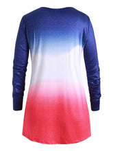 Charger l'image dans la galerie, Ombre Pleated Button Up Plus Size Long Sleeve Top