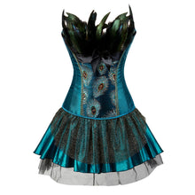 Charger l'image dans la galerie, Plus Size Peacock Feather Overbust Corset with Tutu Skirt