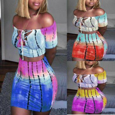 2019 Women 2 Piece Bandage Set Sexy Bodycon Strapless Croped Tops + Mini Wrap Skirt Ladies Summer Casual Clubwear Women Clothes
