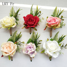 Charger l'image dans la galerie, LKY Fr Boutonniere Flowers Corsage Pin Boutonniere Buttonhole Men Wedding Bracelet Bridesmaid Wedding Buttonhole Witness Corsage