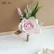 Charger l'image dans la galerie, LKY Fr Boutonniere Flowers Corsage Pin Boutonniere Buttonhole Men Wedding Bracelet Bridesmaid Wedding Buttonhole Witness Corsage