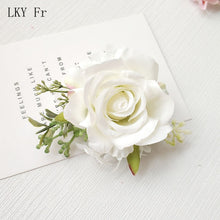 Charger l'image dans la galerie, LKY Fr Boutonniere Flowers Corsage Pin Boutonniere Buttonhole Men Wedding Bracelet Bridesmaid Wedding Buttonhole Witness Corsage
