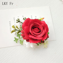 Charger l'image dans la galerie, LKY Fr Boutonniere Flowers Corsage Pin Boutonniere Buttonhole Men Wedding Bracelet Bridesmaid Wedding Buttonhole Witness Corsage