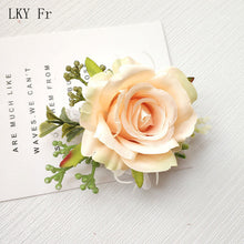 Charger l'image dans la galerie, LKY Fr Boutonniere Flowers Corsage Pin Boutonniere Buttonhole Men Wedding Bracelet Bridesmaid Wedding Buttonhole Witness Corsage