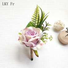 Charger l'image dans la galerie, LKY Fr Boutonniere Flowers Corsage Pin Boutonniere Buttonhole Men Wedding Bracelet Bridesmaid Wedding Buttonhole Witness Corsage