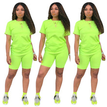 Charger l'image dans la galerie, Women two piece set summer o-neck crop top shorts 2 piece set for women two pieces sets tops shorts summer women' suit