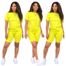 Charger l'image dans la galerie, Women two piece set summer o-neck crop top shorts 2 piece set for women two pieces sets tops shorts summer women' suit