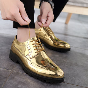 2019 Casual Leather Shoes Men superstar Brogues formal leather shoes oxford gold shoes lace-up hombres silver large size 47 ghn