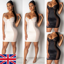 Charger l'image dans la galerie, Sexy Women Bandage Mini Dress Lace Floral Female Bodycon Sleeveless Evening Party Club Sheer Mesh Mini Dress