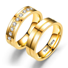 Charger l'image dans la galerie, New Titanium Romantic Couple Ring "His Queen"" Her King" DIY Engraved Alliance Engagement Wedding Rings For Men Women Jewelry