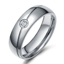 Charger l'image dans la galerie, QianBei Simple Stainless Steel Wedding Band Ring for Women Men Never Fade Silver Female Classic Engagement Personalized Alliance