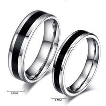 Charger l'image dans la galerie, Stainless Steel Rings Classic Alliance Wedding Rings for Women Men Black &amp; Silver Color Rings Couple Jewelry Promise Band