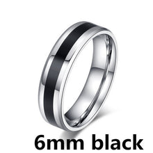 Charger l'image dans la galerie, Stainless Steel Rings Classic Alliance Wedding Rings for Women Men Black &amp; Silver Color Rings Couple Jewelry Promise Band