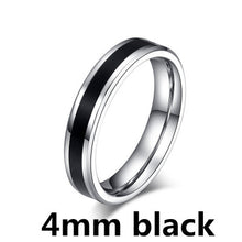 Charger l'image dans la galerie, Stainless Steel Rings Classic Alliance Wedding Rings for Women Men Black &amp; Silver Color Rings Couple Jewelry Promise Band