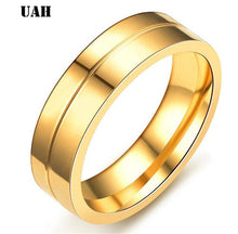 Charger l'image dans la galerie, UAH Wedding Crystal Rings for Women Men Couple Promise Band Stainless Steel Anniversary Engagement Jewelry Alliance Bijoux