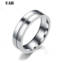 Charger l'image dans la galerie, UAH Wedding Crystal Rings for Women Men Couple Promise Band Stainless Steel Anniversary Engagement Jewelry Alliance Bijoux