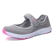 Charger l'image dans la galerie, Vulcanize Shoes Women Breathable Mesh Flat Hook &amp; Loop Womens Sneakers Trendy Simple Soft Bottom Walking Shoes Ladies Leisure