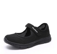 Charger l'image dans la galerie, Vulcanize Shoes Women Breathable Mesh Flat Hook &amp; Loop Womens Sneakers Trendy Simple Soft Bottom Walking Shoes Ladies Leisure