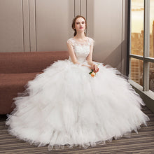 Charger l'image dans la galerie, New robe de marie lace Pearls Sleeveless O neck Puffy Fashion Wedding Dresses for bride vestido de noiva 2019