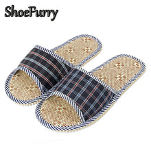 Charger l'image dans la galerie, ShoeFurry Summer Casual Shoes Men Home Slippers Breathable Sweat Flax Sandals Male Indoor Bedroom Slippers Linen Bath Slippers