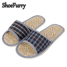 Charger l'image dans la galerie, ShoeFurry Summer Casual Shoes Men Home Slippers Breathable Sweat Flax Sandals Male Indoor Bedroom Slippers Linen Bath Slippers