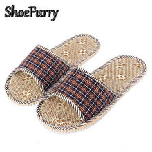 Charger l'image dans la galerie, ShoeFurry Summer Casual Shoes Men Home Slippers Breathable Sweat Flax Sandals Male Indoor Bedroom Slippers Linen Bath Slippers