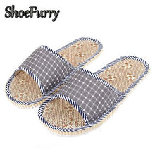 Charger l'image dans la galerie, ShoeFurry Summer Casual Shoes Men Home Slippers Breathable Sweat Flax Sandals Male Indoor Bedroom Slippers Linen Bath Slippers