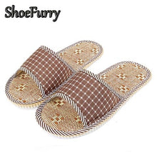 Charger l'image dans la galerie, ShoeFurry Summer Casual Shoes Men Home Slippers Breathable Sweat Flax Sandals Male Indoor Bedroom Slippers Linen Bath Slippers