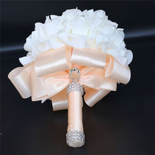 Charger l'image dans la galerie, IN STOCK Cheapest PE Rose Bridesmaid Wedding Foam flowers Rose Bridal bouquet Ribbon Fake Wedding bouquet de noiva 14 Color