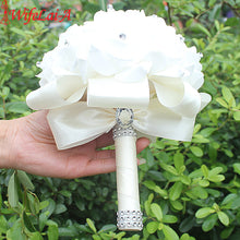 Charger l'image dans la galerie, IN STOCK Cheapest PE Rose Bridesmaid Wedding Foam flowers Rose Bridal bouquet Ribbon Fake Wedding bouquet de noiva 14 Color