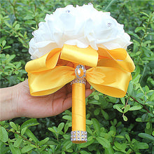 Charger l'image dans la galerie, IN STOCK Cheapest PE Rose Bridesmaid Wedding Foam flowers Rose Bridal bouquet Ribbon Fake Wedding bouquet de noiva 14 Color