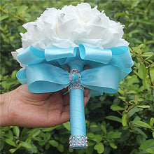 Charger l'image dans la galerie, IN STOCK Cheapest PE Rose Bridesmaid Wedding Foam flowers Rose Bridal bouquet Ribbon Fake Wedding bouquet de noiva 14 Color