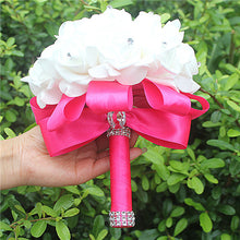 Charger l'image dans la galerie, IN STOCK Cheapest PE Rose Bridesmaid Wedding Foam flowers Rose Bridal bouquet Ribbon Fake Wedding bouquet de noiva 14 Color