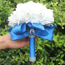 Charger l'image dans la galerie, IN STOCK Cheapest PE Rose Bridesmaid Wedding Foam flowers Rose Bridal bouquet Ribbon Fake Wedding bouquet de noiva 14 Color