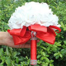 Charger l'image dans la galerie, IN STOCK Cheapest PE Rose Bridesmaid Wedding Foam flowers Rose Bridal bouquet Ribbon Fake Wedding bouquet de noiva 14 Color