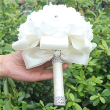Charger l'image dans la galerie, IN STOCK Cheapest PE Rose Bridesmaid Wedding Foam flowers Rose Bridal bouquet Ribbon Fake Wedding bouquet de noiva 14 Color