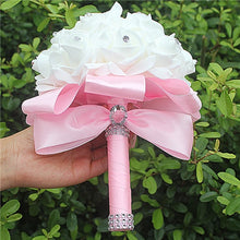 Charger l'image dans la galerie, IN STOCK Cheapest PE Rose Bridesmaid Wedding Foam flowers Rose Bridal bouquet Ribbon Fake Wedding bouquet de noiva 14 Color