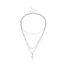 Charger l'image dans la galerie, Boho Layered Iron Cross Pendant Choker Necklace Golden Beads Jesus Long Chain Necklace Charm Crucifix Christian Couple Jewelry