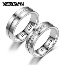 Charger l'image dans la galerie, New Titanium Romantic Couple Ring "His Queen"" Her King" DIY Engraved Alliance Engagement Wedding Rings For Men Women Jewelry