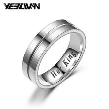 Charger l'image dans la galerie, New Titanium Romantic Couple Ring "His Queen"" Her King" DIY Engraved Alliance Engagement Wedding Rings For Men Women Jewelry