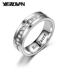 Charger l'image dans la galerie, New Titanium Romantic Couple Ring "His Queen"" Her King" DIY Engraved Alliance Engagement Wedding Rings For Men Women Jewelry