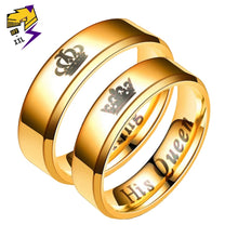 Charger l'image dans la galerie, His Queen Her King Couple Letter Ring for Women Men Stainless Steel Lovers' Finger Rings Pomise Gift Alliance Fashion Jewelry