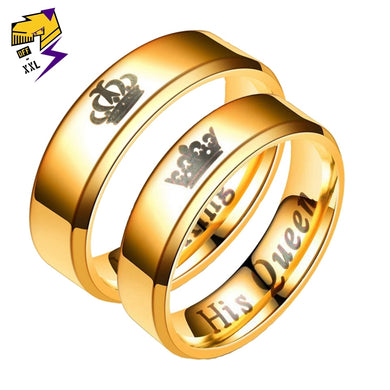 His Queen Her King Couple Letter Ring for Women Men Stainless Steel Lovers' Finger Rings Pomise Gift Alliance Fashion Jewelry