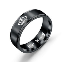 Charger l'image dans la galerie, His Queen Her King Couple Letter Ring for Women Men Stainless Steel Lovers' Finger Rings Pomise Gift Alliance Fashion Jewelry