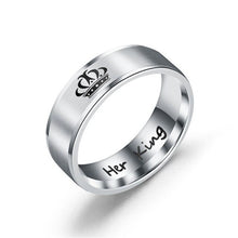 Charger l'image dans la galerie, His Queen Her King Couple Letter Ring for Women Men Stainless Steel Lovers' Finger Rings Pomise Gift Alliance Fashion Jewelry