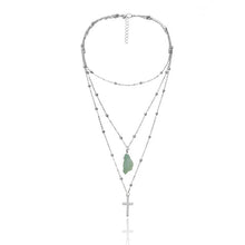 Charger l'image dans la galerie, Boho Layered Iron Cross Pendant Choker Necklace Golden Beads Jesus Long Chain Necklace Charm Crucifix Christian Couple Jewelry